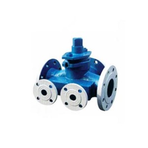 Cast steel motorized 4-way plug valve
